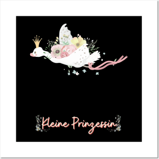 Schwan Fliegen Kleine Prinzessin Blumen Süß Posters and Art